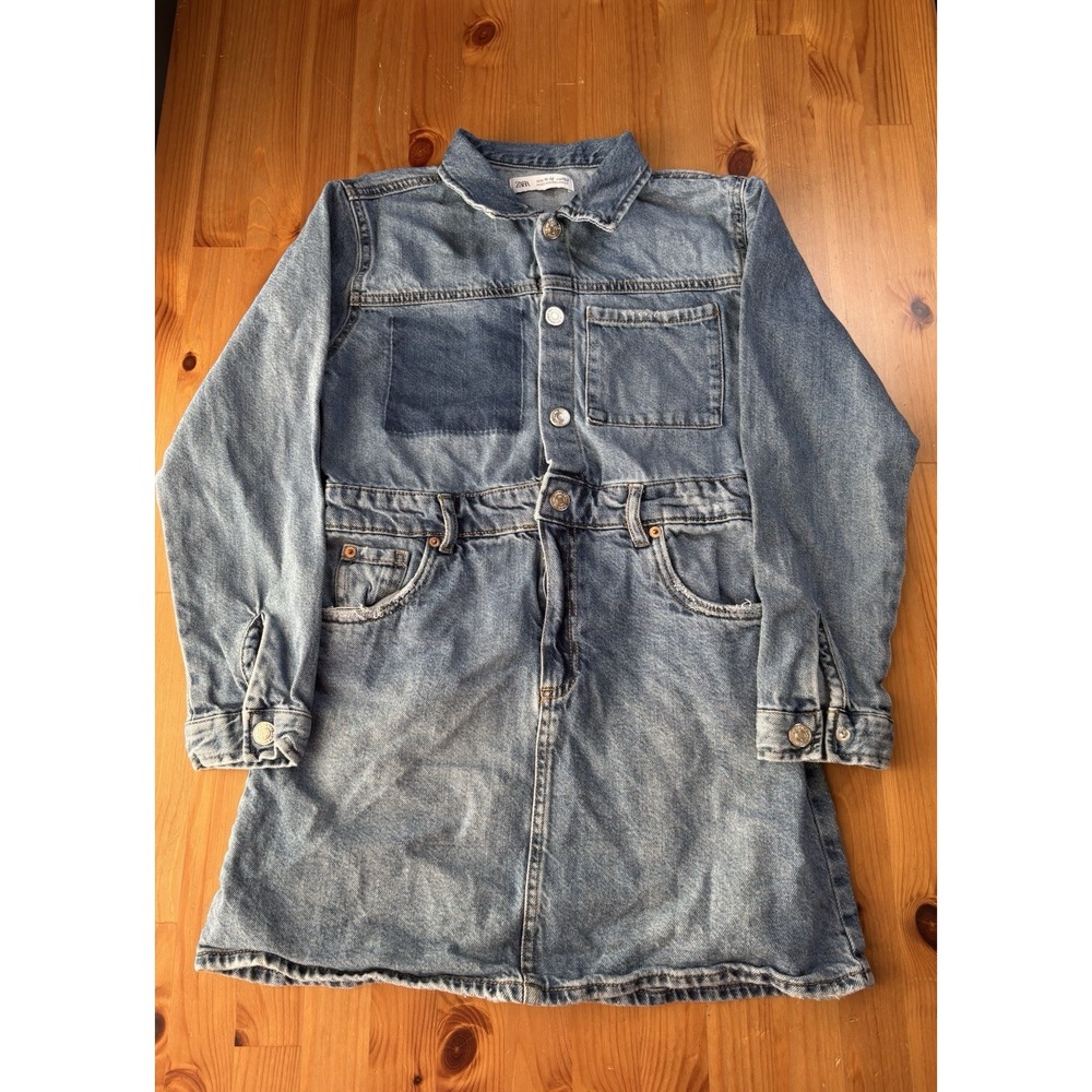 Girls' ZARA Collared‎ Denim Long Sleeve Dress Size 11/12